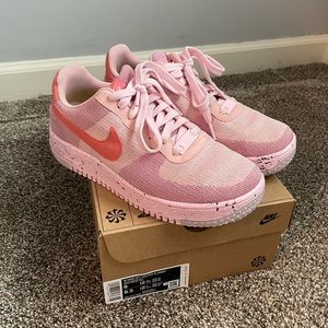Nike Air Force Ones Crater Flyknit sneakers in Pink Glaze/pink salt, size 8 wmns